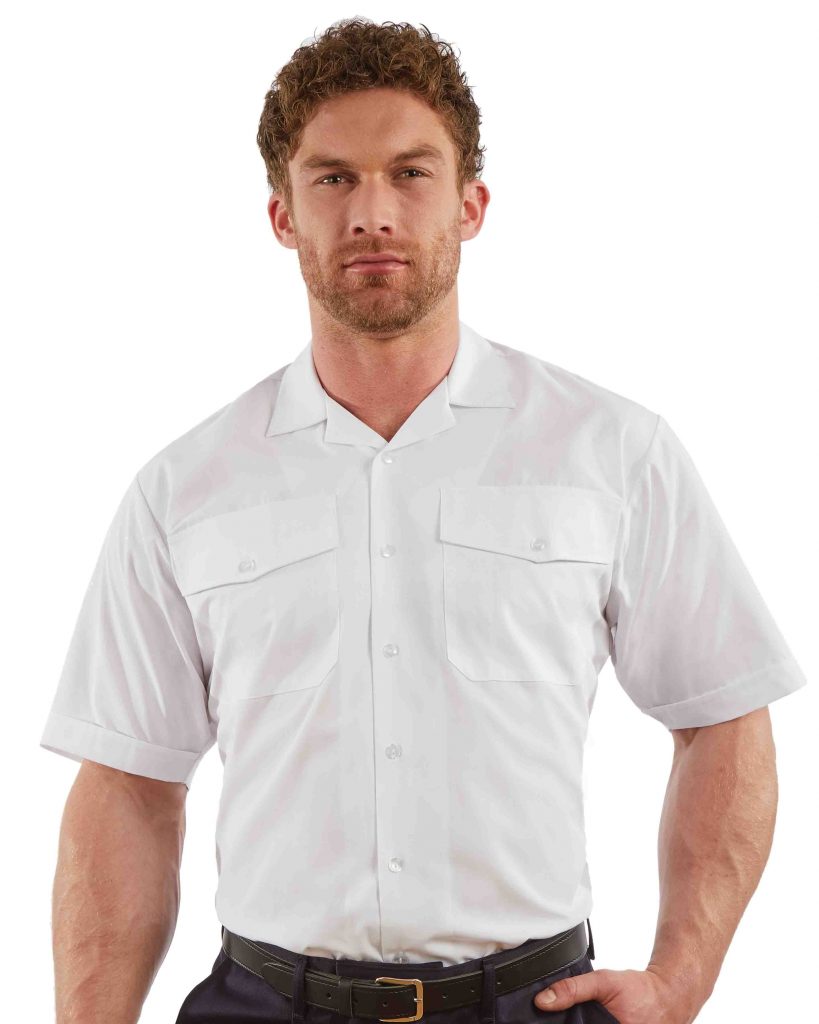 Men's Short Sleeve Fire Shirt - White | Sugdens | Corporate Clothing ...
