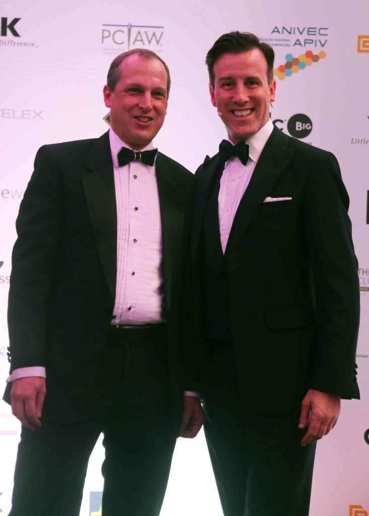 John Donner pictured with Anton Du Beke at the Professional Clothing Awards