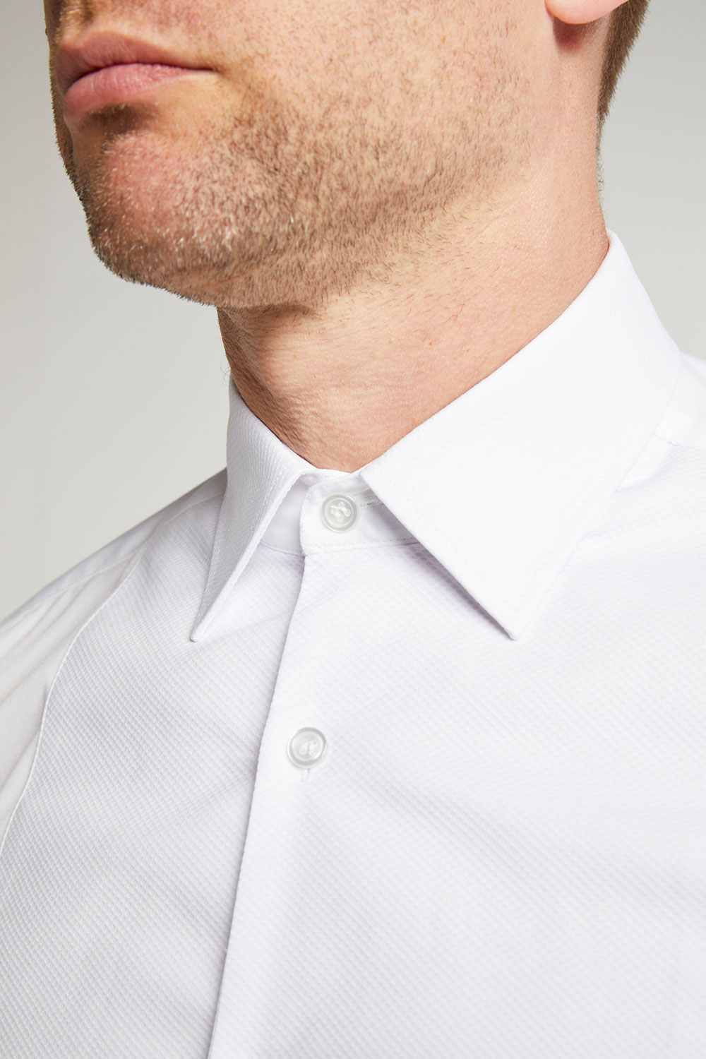 Men's Double TWO White Marcella Bib Front Dress Shirt | Sugdens ...